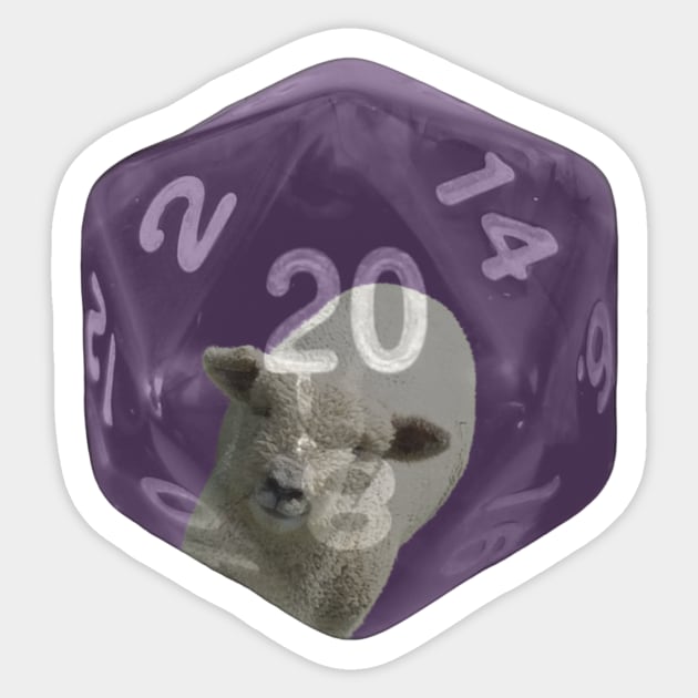 Nat20 Sheep on Purple Sticker by Geomhectic
